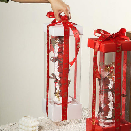 10PCs Strawberry Tower Transparent Box Spring Festival Dessert Baking Pack - Aimall
