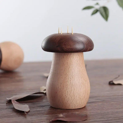 Solid Wood Toothpick Holder Black Walnut Beech Cute Mushroom Toothpick Box