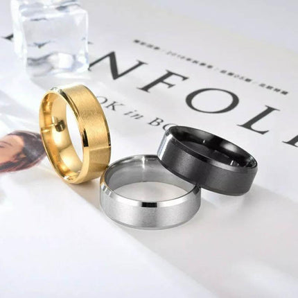 Titanium Stainless Steel 8mm Brushed Finish Wedding Band Comfort Ring Gold - Aimall