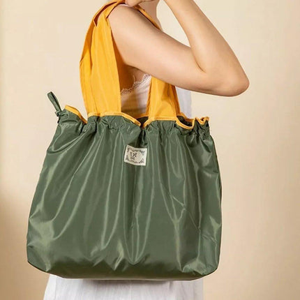 Ultra-Light Foldable Large Capacity Portable Shopping Bag with Drawstring Mouth
