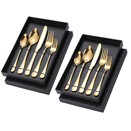 2pcs Stainless Steel Cutlery Set 5pcs Forks Spoons Knives Dining Utensils Hotel