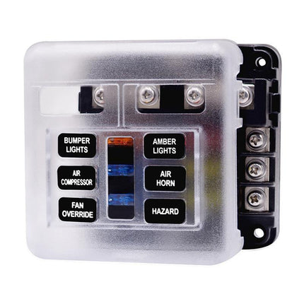 23PC 6 Way Blade Fuse Box Block Holder Indicator LED Light 12V/32V Car Marine - Aimall