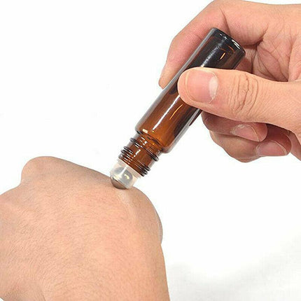5ml Roller Rollerball Perfume Essential Oil Roll On Ball Amber Glass Bottle - Aimall