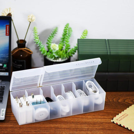 Data Cable Storage Box with Cover Organizer for Cables Chargers and Accessories