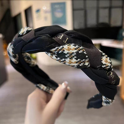 Women Retro Hair Hoop Fried Dough Twist Headband French College Style Hair Clip - Aimall