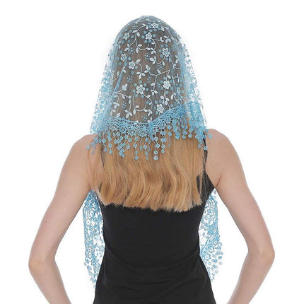 3pcs Floral Lace Tricot Veil Women Scarf Headscarf Soft Lightweight Accessories