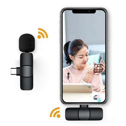 Wireless Lavalier Microphone Mini Mic For Android iPhone iPad Vlog Live Stream - Aimall