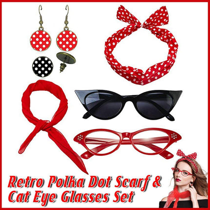 Halloween Vintage Dress Up Set Polka Dot Stud Earrings and Headband Party