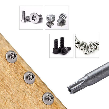 11x 100MM Long Steel Magnetic Torx Security Electric Screwdriver Bit Set T6~T40 - Aimall