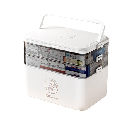 Large Portable Medicine Storage Box Multi-layer Plastic First Aid Emergency Box