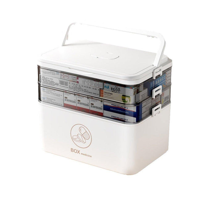 Large Portable Medicine Storage Box Multi-layer Plastic First Aid Emergency Box