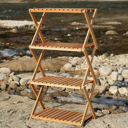 Portable Camping Shelf Multi-functional Picnic Organizer Folding Storage Rack