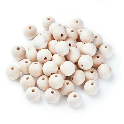 50 x 30mm Round Wood Bead Natural Unpainted Unfinished Wooden Beads Ball Spacer - Aimall