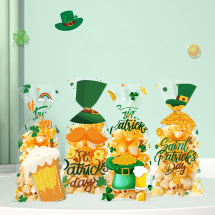 150pcs St Patricks Day Goodie Bags Party Favour Flat Pocket Gift Wrap Set