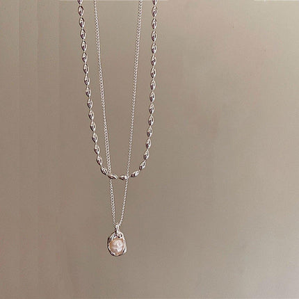 Love Butterfly Pearl Tassel Double Layer Necklace Elegant Jewelry Women Fashion