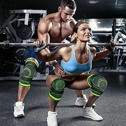 3D Weaving Knee Brace Breathable Sleeve Support Running Jogging Joint Pain Leg Green - Aimall