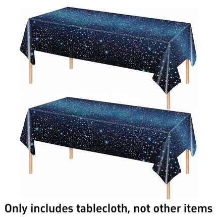 2PCS Starry Night Galaxy Theme Disposable Tablecloth Set Star Party Decor
