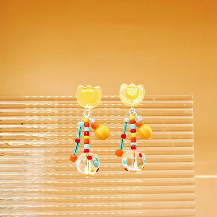 Colourful Tulip Beaded Earrings for Women Floral Fashion Jewelry Gift Accessory