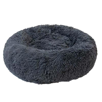 S-50CM Dog Cat Calming Bed Washable ZIPPER Cover Warm Soft Plush Round Sleeping - Aimall