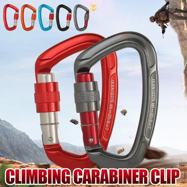 25KN Screwgate Locking Rock Climbing Carabiner Clip Aluminum D Ring Hook Buckle - Aimall