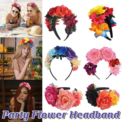 Halloween Vintage Rose Headband Adult Fancy Dress Costume Accessory Flower Party