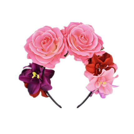 Halloween Vintage Rose Headband Adult Fancy Dress Costume Accessory Flower Party