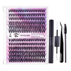 DIY Sectional False Eyelashes Kit 12 Rows with Glue and Tweezers Large Capacity