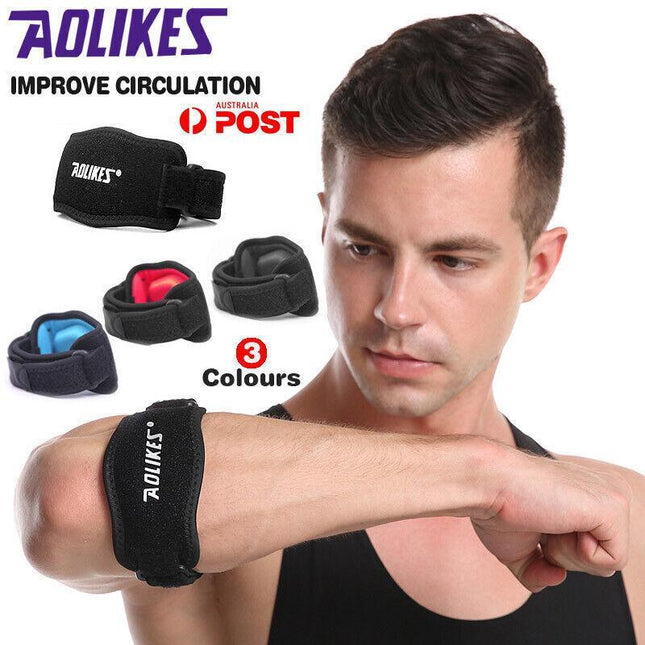 AOLIKES® Adjustable Elbow Support Strap Band Brace Golf Forearm Pain Relief - Aimall