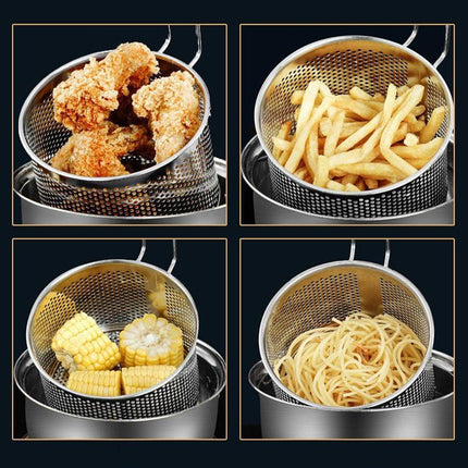 18cm Stainless Steel Frying Basket Oil Drain Basket Deep Frying Net for Cooking