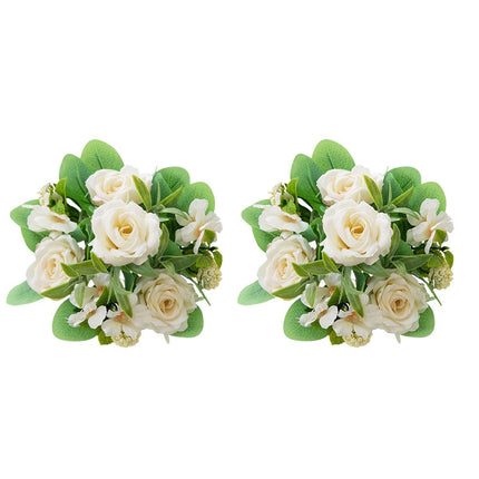 2Pcs Simulation Rose Bouquet Home Decoration Artificial Flower Arrangement Set