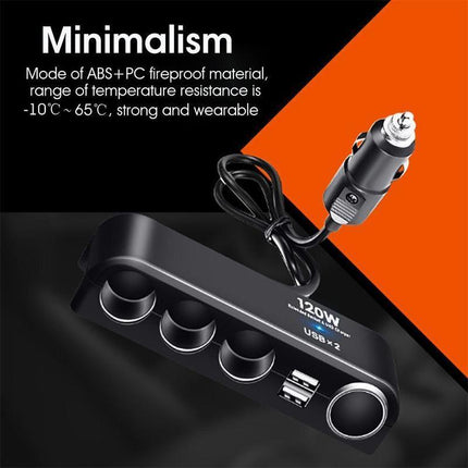 4 Way 12V 24V Multi Socket Car Cigarette Lighter Splitter USB Charger Adapter - Aimall