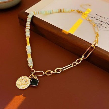 Fashion Natural Stone Necklace Retro Clavicle Chain Simple Jewelry Women