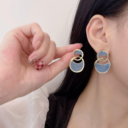 Vintage Haze Blue Earrings Women Elegant Dangle Drop Fashion Jewellery Gift