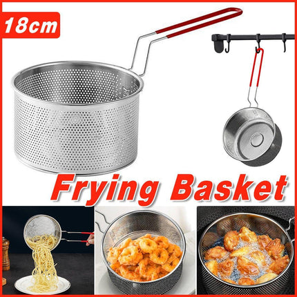 18cm Stainless Steel Frying Basket Oil Drain Basket Deep Frying Net for Cooking