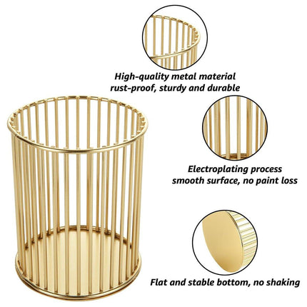 2PCS Metal Pen Holder Desktop Organizer Multifunctional Storage Bucket Office