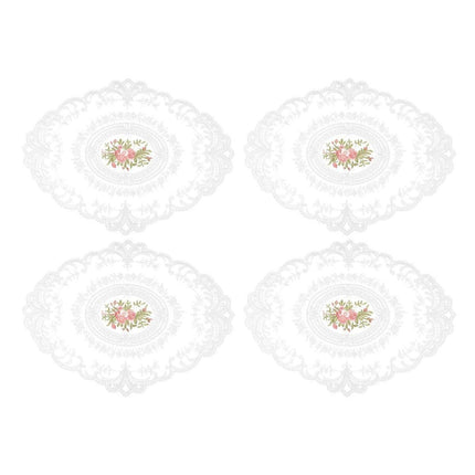 4 Pack Retro Lace Oval Placemats 31x42cm French Crochet Doilies 4 Colors Set