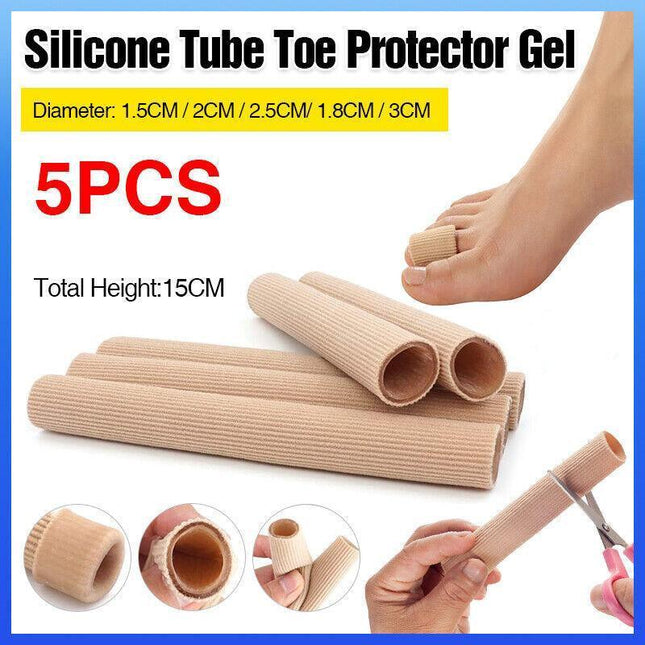 5Pcs Silicone Tube Toe Gel Protector Corn Relief Foot Pain Soft Cushion Pad Cap - Aimall