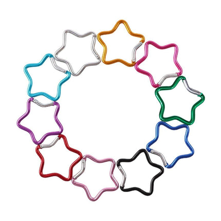 30PCS Colourful Star Carabiner Clips Aluminum Alloy Quick Hook for Bags Keys