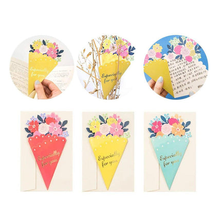 Mother's Day Bouquet Blessing Card 5 Flower Shape Birthday Gift Three-dimensional Creative Card Blessing Card