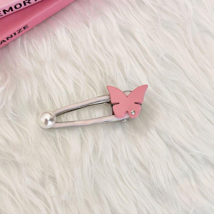 Simple and Cute Pink Metal Letter Hair Clip Accessory for Women and Girls