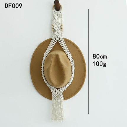 Boho Hand-Woven Macrame Hat Display Rack Hanging Cap Holder 1-3 Hat Rope hanger - Aimall