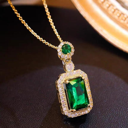 Vintage Paraiba Tourmaline Emerald Gemstone Earrings Ring Necklace Women Gift - Aimall