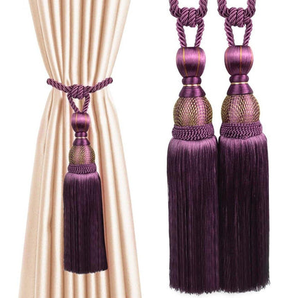 1pair Curtain Tiebacks Hanging Balls Tassel Rope Decorative Curtain Holders
