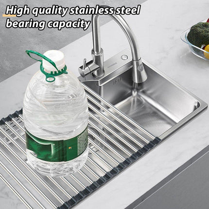 Multifunctional Stainless Steel Draining Rack Folding Sink Organizer for Kitchen