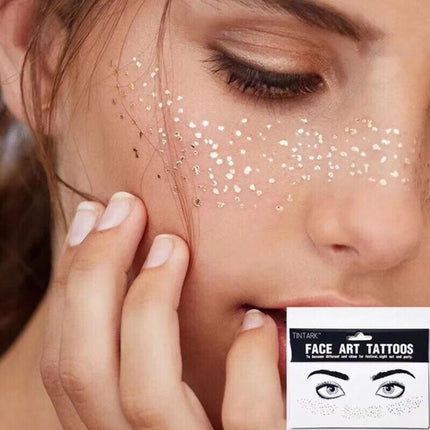 8Style Women Girl Face Gold Shine Body Temporary Tattoo Freckle Art Tattoo Paper - Aimall