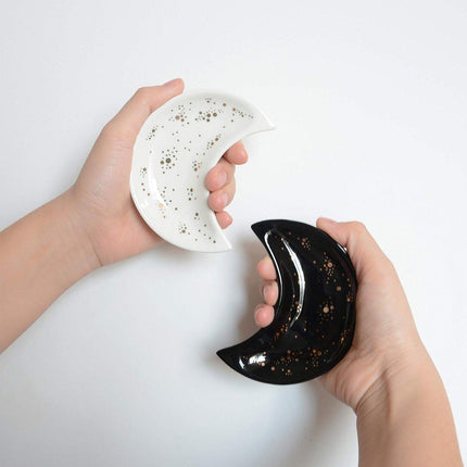 Moon Shaped Decorative Plate Fruit Tray Jewelry Storage Rack Dip Saucer for Home