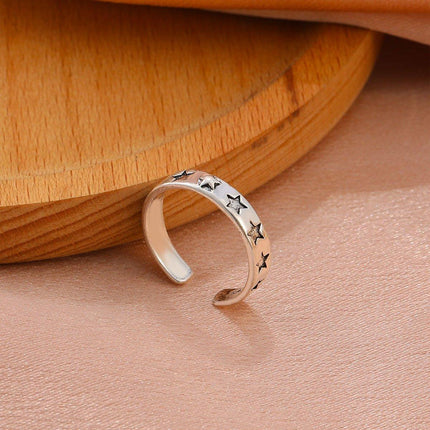 Adjustable Simple Ring Stacked 5-pointed Star Jewelry Fashion Unisex Design