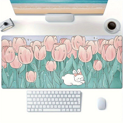 Flower Mouse Pad Oversized Keyboard Desk Pad for Office and Study Work Area