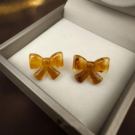 Brown Bow Earrings Artistic Jewelry for Girls Cute Trendy Fashion Accessory