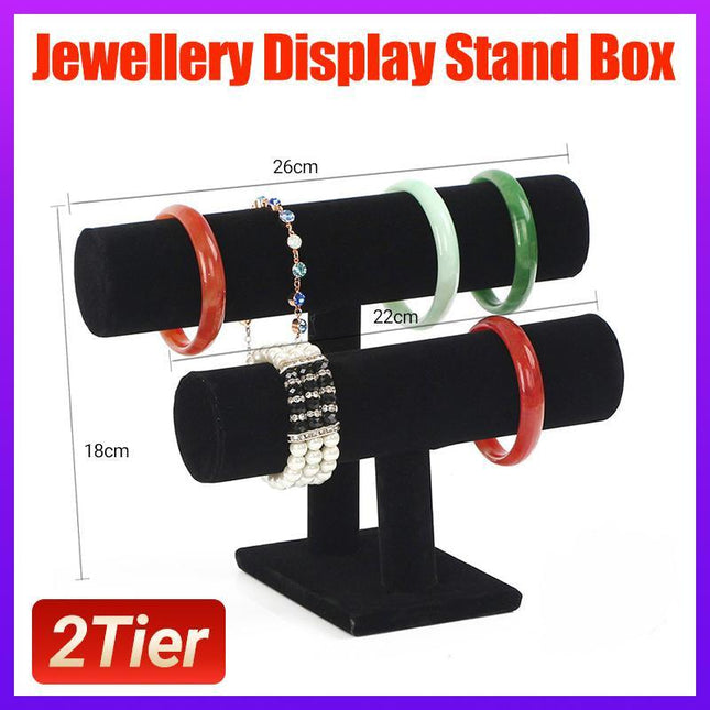 2-Tier Jewelry Stand Bracelet Holder Necklace Display Organizer Rack - Aimall